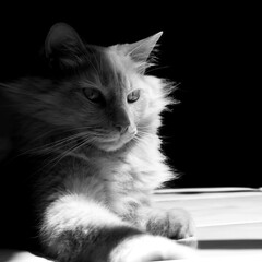 foto de gato elegante en blanco y negro