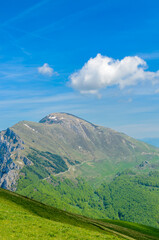 Fragment of a nice mountain view from the trail at Monte Baldo in Italy.