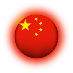 Glass light ball with flag of China. Round sphere, template icon. Chinese national symbol. Glossy realistic ball, 3D abstract vector illustration highlighted on a white background. Big bubble
