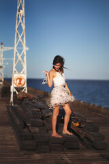 Fashion Model Posing At The Harbour