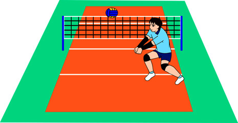バレーボールのコートと選手