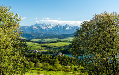 Beautiful spring landscape at Tatra mountains in Poland
