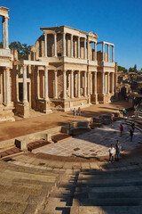 Obraz premium View of the Roman theater of Mérida in the province of Badajoz (Extremadura). Spain.