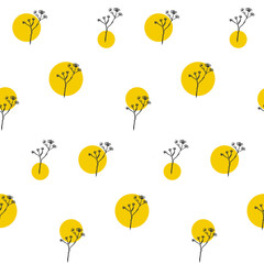 beautiful seamless pattern with the image of hand-drawn flowers. Summer motifs in trendy gray and yellow colors. Ideal for banners, flyers, backgrounds, prints, invitations, fabrics. EPS10