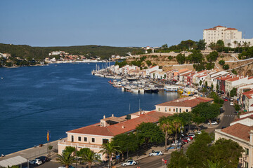 View of the port of Mahón (Maó), capital of the island of Menorca. Spain.