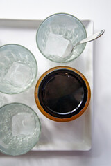 Cups with ice in them. Top view. 
