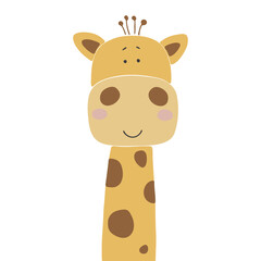 Abstract baby giraffe vector, boho baby animals, cute animal isolated, adorable giraffe for print, vector illustration © ElenaVector44
