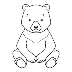 Coloring book for children. Outline cute cartoon bear. Drawing worksheet for children. Funny kids print for kids. Vector illustration.