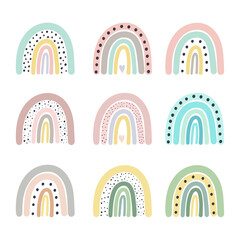 Set of is rainbows. Vector illustration. Doodle cartoon style. Good for posters, t shirts, postcards.