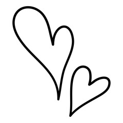 Double hearts icon, hand drawn and outline style