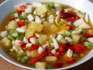 fresh fruit salad with orange juice