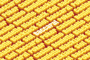 Baccarat and multi casino games with Isometric text effect and other popular gambling.  illustration of winning betting with 3D effect