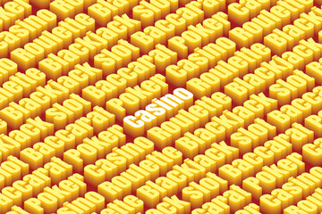 Popular casino games with Isometric illustration for winning. 3D Text effect and other popular gambling games.