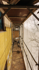 a scaffolding for a facade renovation