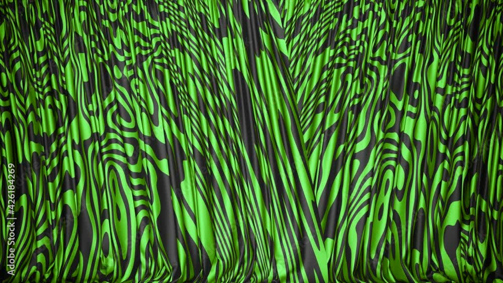 Aufkleber realistic 3d animation of the green tiger pattern curtain rendered in uhd with alpha matte