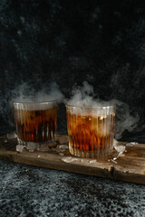 glass of cola with ice