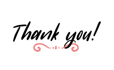 Thank You handwritten inscription. Hand drawn lettering calligraphy. Vector illustration.