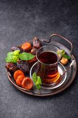 Turkish tea with dried fruits