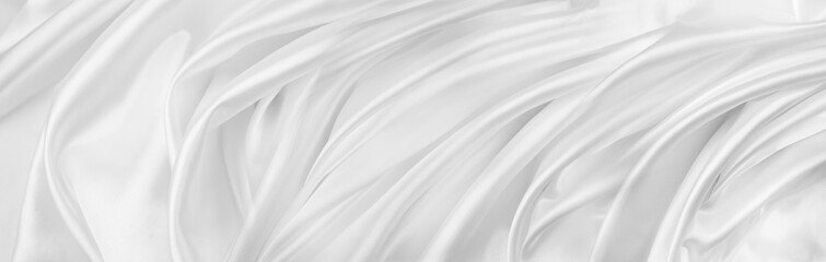 Fototapeta na wymiar White silk fabric lines texture banner background