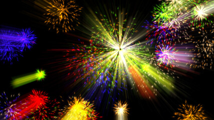 fireworks color illustration isolated on black background