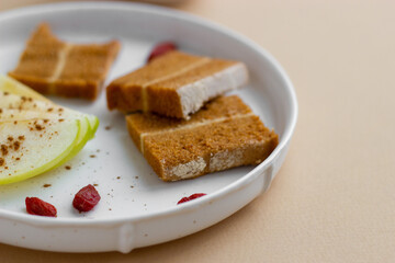 Natural organic apple marshmallow on the plate