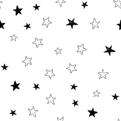 Star doodle seamless pattern. Background texture.