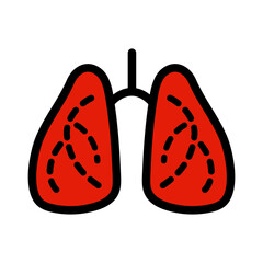 lungs simple color style vector icon organs simbol