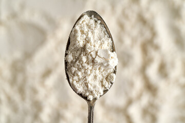 Obraz na płótnie Canvas Whey protein powder on a spoon