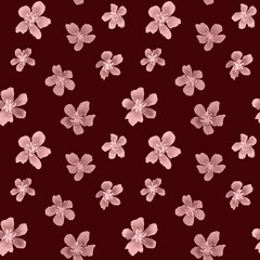 Cherry blossom monochrome watercolor seamless pattern