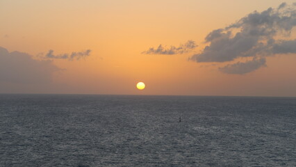 Sunset over the ocean in Martinique