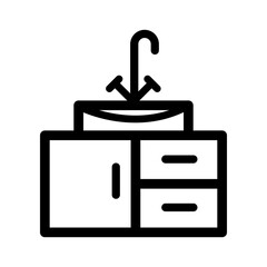 sink outline symbol isolated on white background