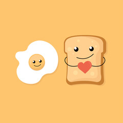 Cute illustration with character egg and bread