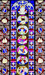 Batumi, Georgia - April 7, 2021: Stained glass windows in the Cathedral