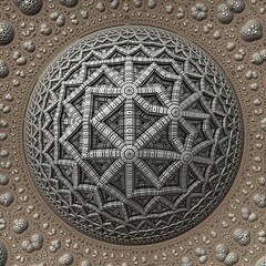 Bizarre 3D fractal background with recursive structures and shapes.