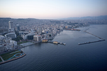 Panoramic view of turkish coastal town. Izmir, Turkey.