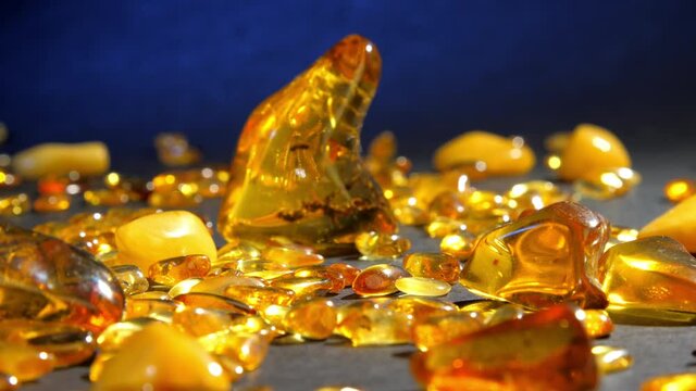 Various amber gemstones of yellow and terracotta colours