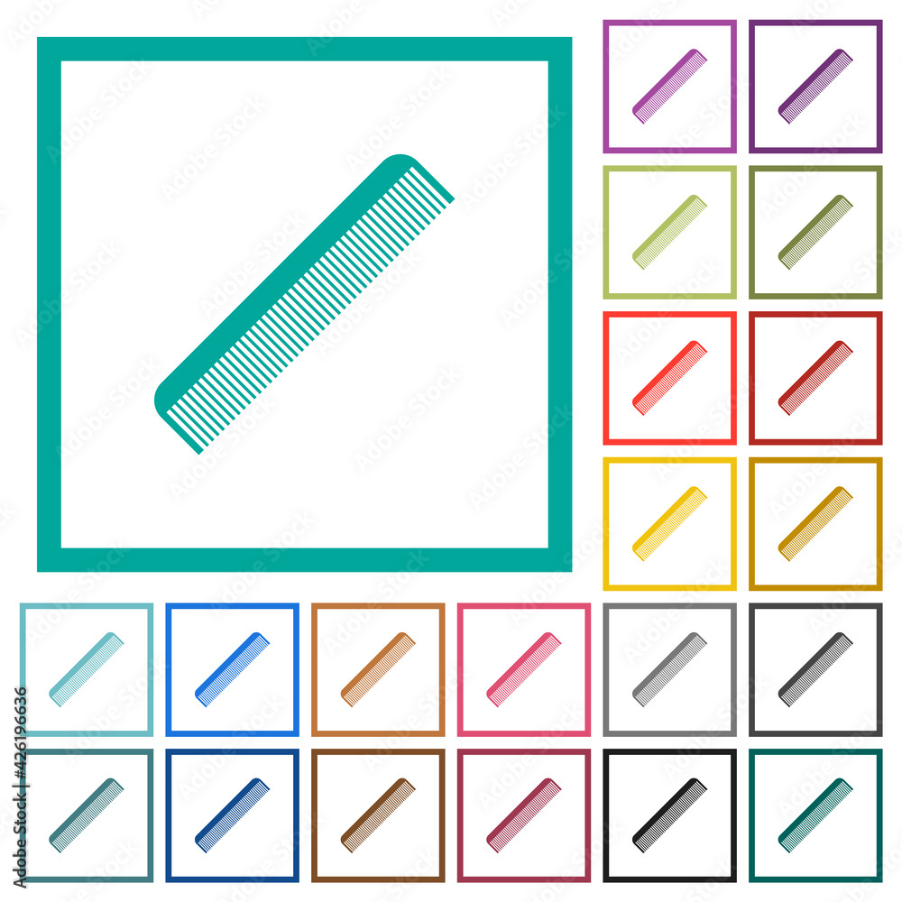 Poster simple comb flat color icons in circle shape outlines