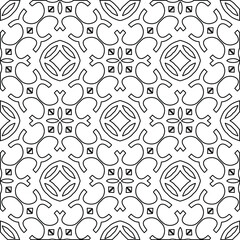 Geometric vector pattern with triangular elements. Seamless abstract ornament for wallpapers and backgrounds. Black and white colors.