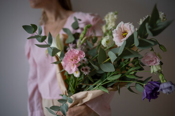 woman with bouquet of flowers