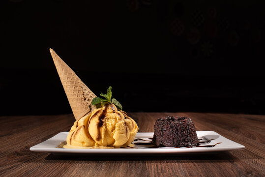 Fotografia de sorvete estilo Petit gateau