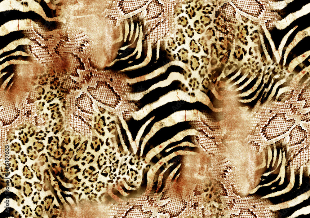 Sticker seamless colorful leopard pattern, abstract zebra print.