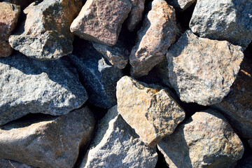 pile of stones, close-up as texture for background