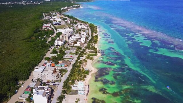 Aerial view of Mahahual, Quintana Roo 