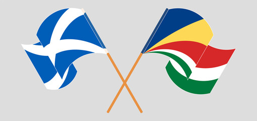 Crossed and waving flags of Scotland and Seychelles
