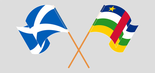 Crossed and waving flags of Scotland and Central African Republic