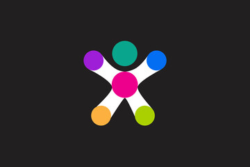 People logo technology symbol vector image graphic illustration template on black background