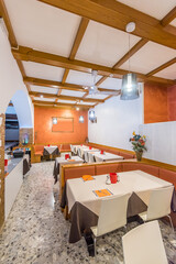 Restaurant interior. Small restaurant in Intaly.