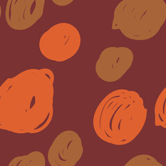 Colorful abstract seamless pattern with uneven round stains, spots, geometrical shapes, splashes background.   