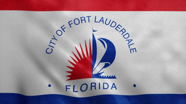 Fort Lauderdale flag, Florida, realistic animation background
