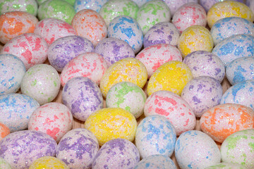 easter colorful eggs close-up on a wooden background